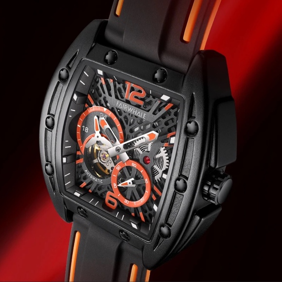 MARK FAIRWHALE Tonneau Waterproof Luminous Tourbillon Automatic Mechanical Watch - Picture 6 of 9